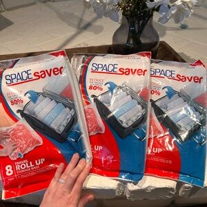 Space Saver Travel Roll Up Vacuum Storage Bags (8 Pack)- lot of 3